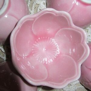 Japanese Porcelain Pink  Lotus sauce bowls